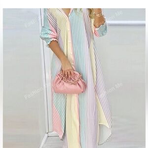 SHEIN Pastel Striped Maxi Dress